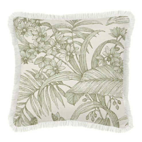 Liselle Green Sunbrella Fringed Outdoor Pillow