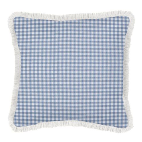 Tillie Gingham InsideOut Fringed Outdoor Pillow