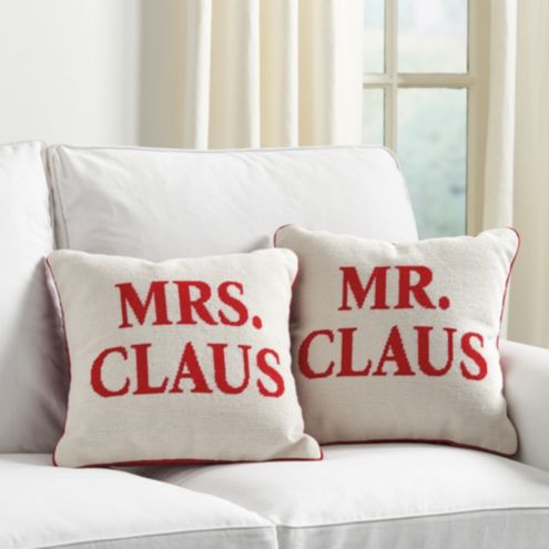 Mr Mrs Claus Holiday Needlepoint Pillow Ballard Designs