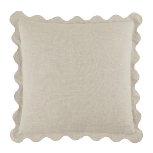 Rue Scalloped Linen Pillow Cover   Natural