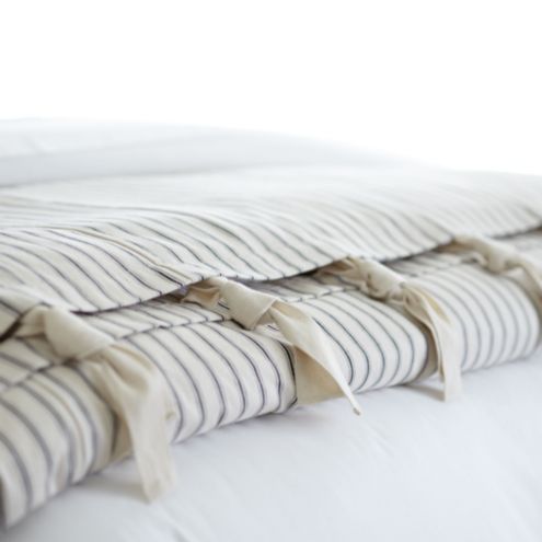 Ticking Stripe Bedskirt Navy Ballard Designs