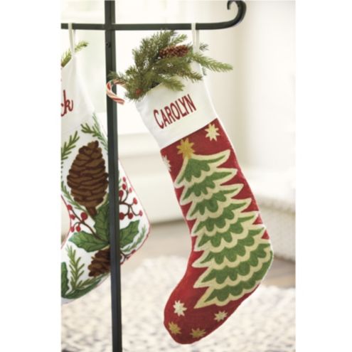 Christmas Tree Chain Stitch Stocking | Ballard Designs
