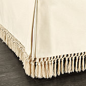 Macrame Fringed Bedskirt - Off White Twill