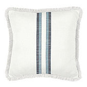 Fringed Outdoor Doria Stripe Blue Pillows