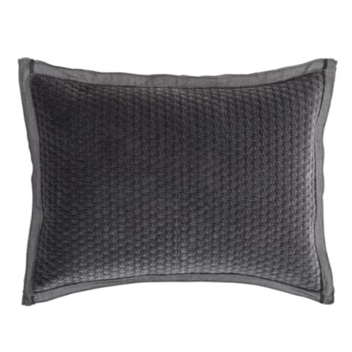 Nadine Velvet Quilted Sham   Charcoal