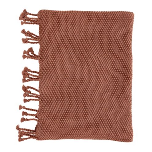 Rope Fringe Throw Woven Cotton Blanket