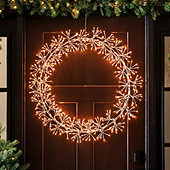 LED Silver Holiday Wreath