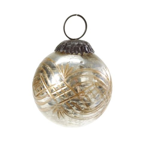 Etched Mercury Glass Ball Ornament Set