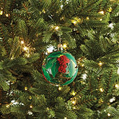 Holly Berry Glass Ornaments - Set of 2