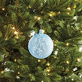 Snowy Branch Glass Ornament - Set of 2