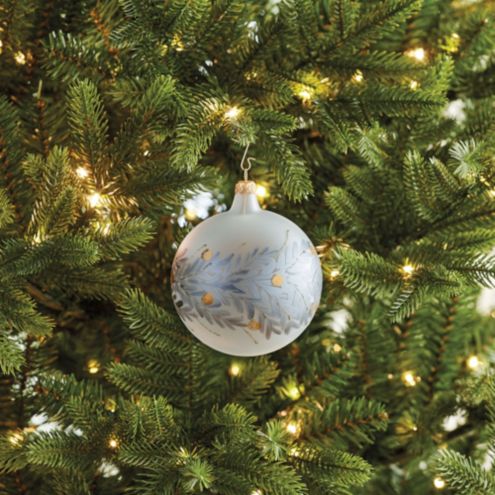 Sparkle Silver Leaf Glass Ornaments - Set of 2
