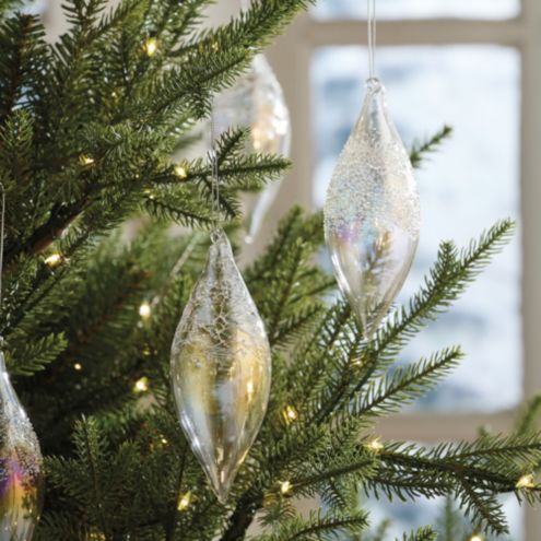 Glass Drop Ornaments   Set of 2