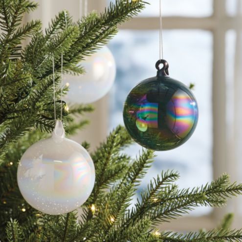 Iridescent Colored Glass Ball Ornaments - Set of 4