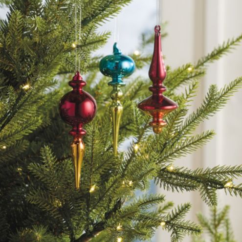 Glass Finial Ornaments - Set of 3