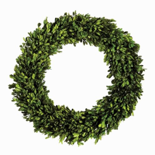 Preserved Boxwood Wreath & Deep Emerald Color for Indoor Use with ...