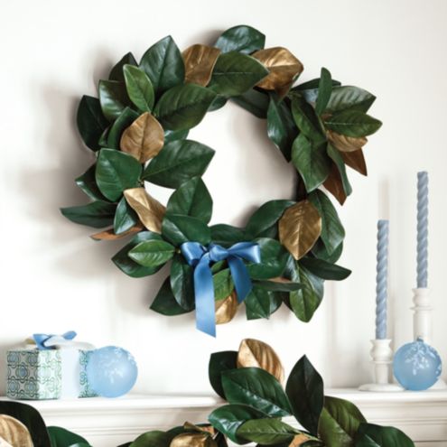 Gold Magnolia Leaf Wreath