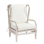 Ceylon Whitewash Wingback Occasional Chair with 1 Cushion Set