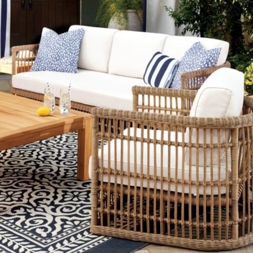 SK Harbour 3-Piece Sofa & Lounge Chair Set with Natural Rattan