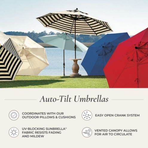 backyard creations raven floral patio market umbrella with Tilt Equipped with a movable base Bunny Williams Mughal Arch Patio