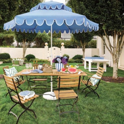 antique white scalloped patio umbrella Business & Pleasure Co. The Clamshell Base - Outdoor Base Stir up some midcentury glamor with this classic scalloped umbrella SAFAVIEH Outdoor - Venice 9-Foot