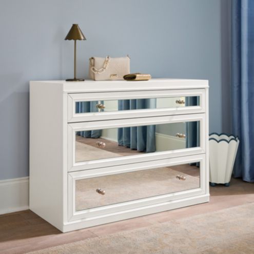 white mirrored dresser Lucia 6-drawer with Mirror – Charlotte's Furniture and Fashion lined for delicate items Maylilly Dresser and Mirror |