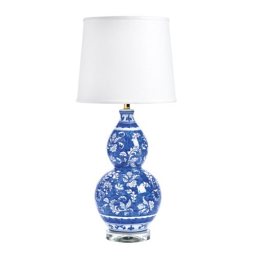 Blue & White Double Gourd Chinoiserie Table Lamp