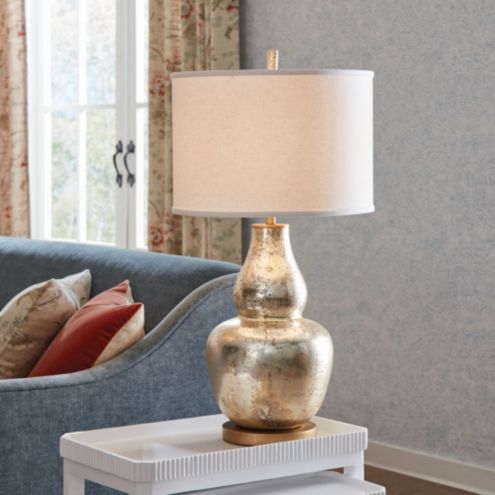 Loretta Table Lamp with Antique Mercury Glass & Glass Finial