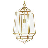 Khloe Clear Glass Pendant - Clear Glass and Brass