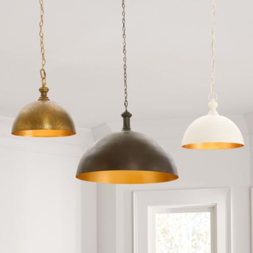 Brass dome pendant deals light