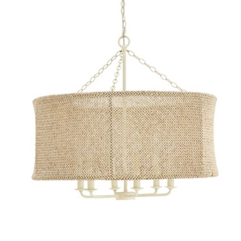 Koko Wood Bead Drum Chandelier 6 Light Fixture