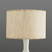 Grasscloth Drum Shade with Mabel Ditsy Trim