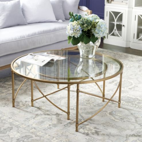 Maxwell Nesting Coffee Tables with Antique Brass Finish & Tempered ...