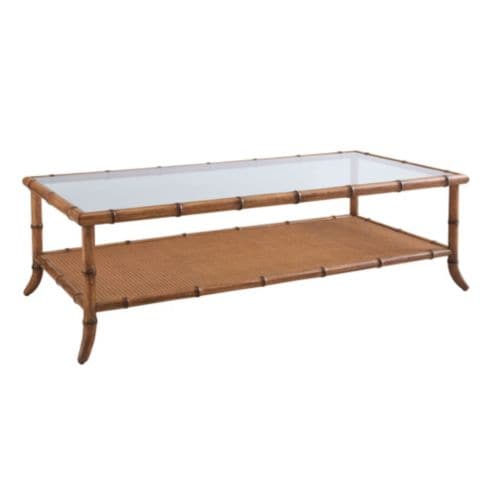 Caris Coffee Table with Bamboo Inspired Frame & Glass Top