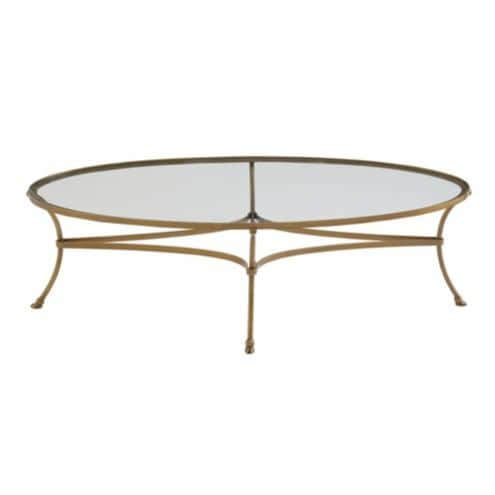 Colter Coffee Table with Antique Brass Frame & Glass Top