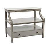 Sidney Open Shelf Side Table with Integrated Charging - Gray