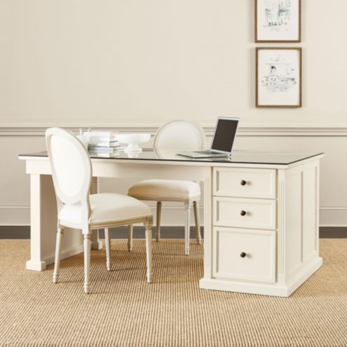 Tuscan Desk Return With Glass Topper Ballard Designs