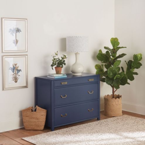 Aman Modular Home Office 3 Drawer File Cabinet in Navy Blue