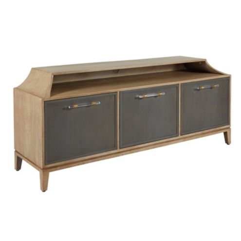 Jennifer Media Cabinet with Graywash Doors & Adjustable Shelves for 70" TV