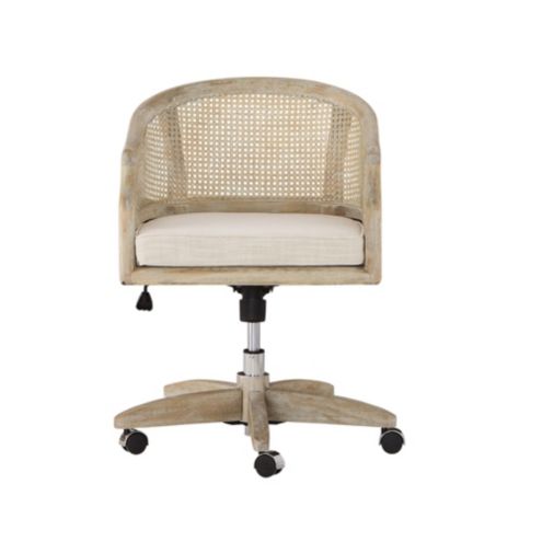 Kinley Rolling Swivel Desk Chair Wooden with Arms Cushion