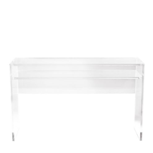 White acrylic store console table