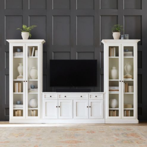 Casa Florentina Josephina 3-Piece Media Console with Glass Door Bookcases