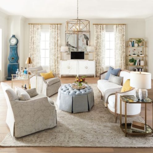 Kendall Side Table with Antiqued Mirror Shelves & Brass Finish