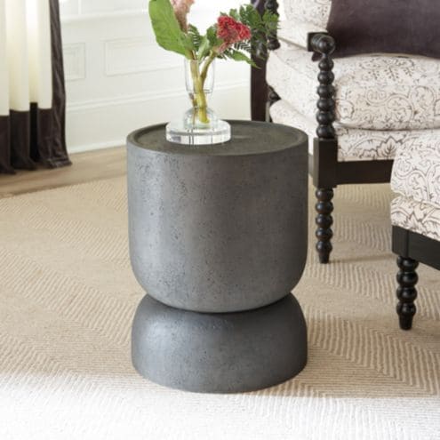 Vista Garden Stool in Stone Gray Finish & Outdoor Safe Modern Design