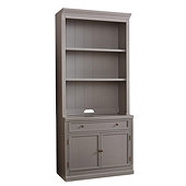 Tuscan Cabinet & Hutch with Shelves - Warm Gray