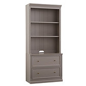 Tuscan File Console & Hutch with Shelves - Warm Gray