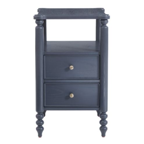 Dover Small 2-Drawer Nightstand with Solid Oak & Brass Knob Pulls
