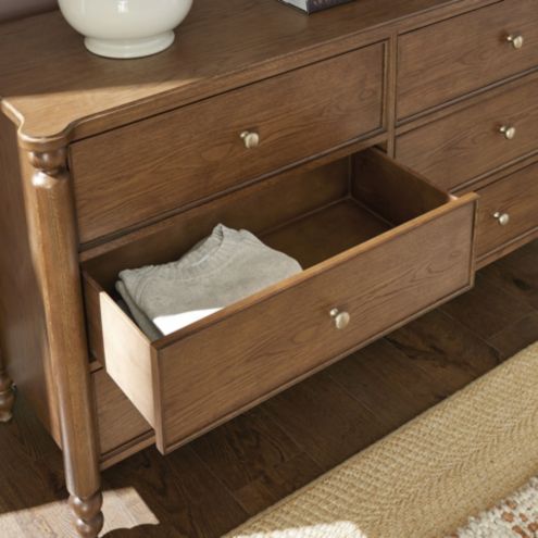 ballard design dresser Dover 6-Drawer Dresser with Solid Oak & Spool Details