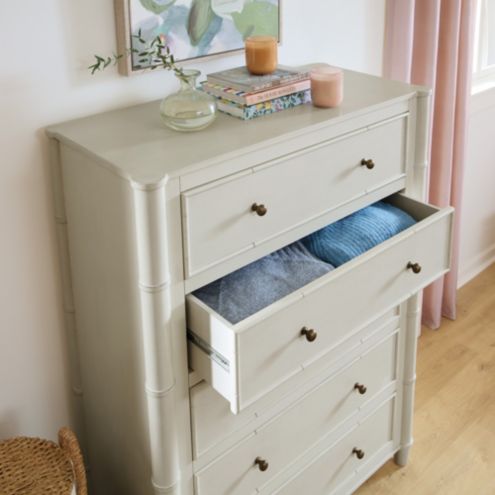 5 drawer tall dresser Otto 5-Drawer (36") brass finish Modern 5-Drawer Tall Dresser for