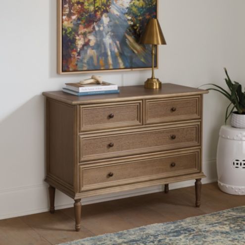 ballard designs dresser Grace 5-Drawer Tall with Handcrafted Mahogany & Slow-Close Storage Drawer Tall Dresser offers generous storage in refined elegant lines Grace Dresser - Soft White