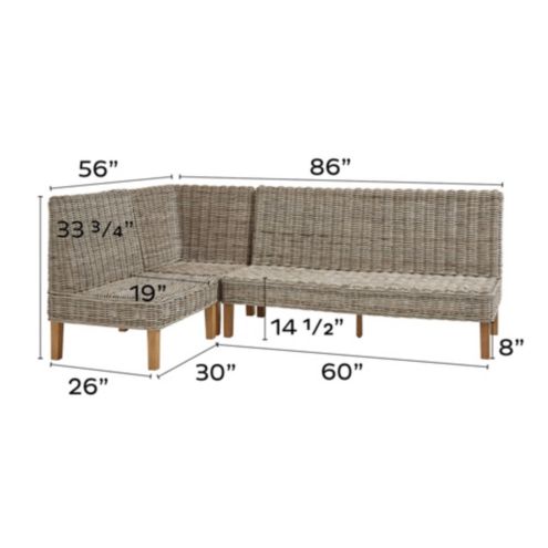 Wicker discount corner bench